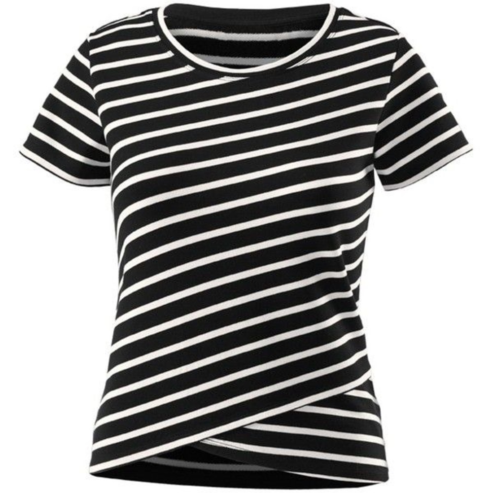 NEW CAbI Gracie Black & White Crop Top Size S